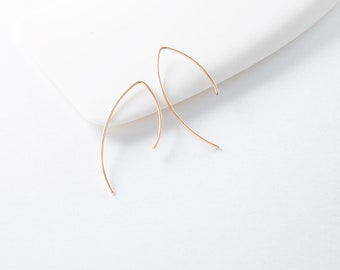 Long Arc Earrings - Simple Threader Earrings - Minimal Earrings - Gold Arc Earrings