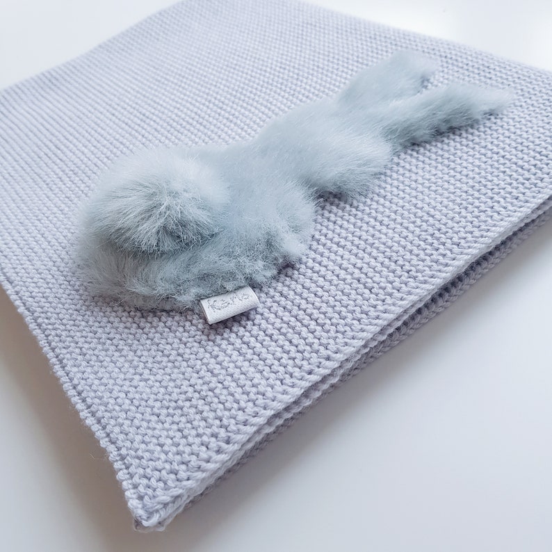 Ready to ship Baby blanket easter bunny Gift for New Baby Baby shower gift merino wool blanket 100/% gray newborn blanket take homeset