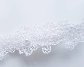 Baby headband Lace headband Christening headband Baby girl headband White baptism outfit accessories Pearls headband Headband for baby