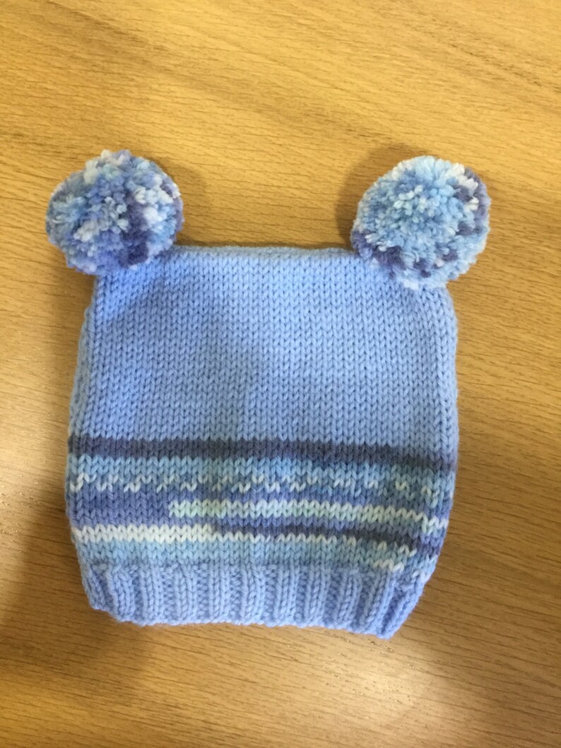 Knitted Baby Hat, Tea Bag Style Hat, 06 Months, Fair Isle Hat, Pull on