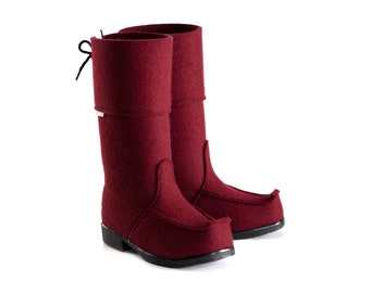 ARCTIPS CLASSIC wool felt Lappish boots, Burgundy, Unisex, available in many colors
