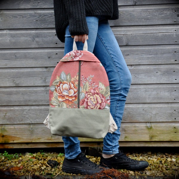 LAST ONE tapestry canvas backpack, rucksack backpack, canvas backpack, boho backpack, women backpack