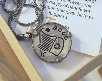 Hebrew Happiness Necklace, Lyre Harp Necklace, Silver Coin Pendant, Ancient Coin, Hebrew Coin. Spiritual Kabbalah Jewelry, Unique Coin Charm