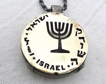 Menorah Pendant Necklace in 14K Gold and Sterling Silver