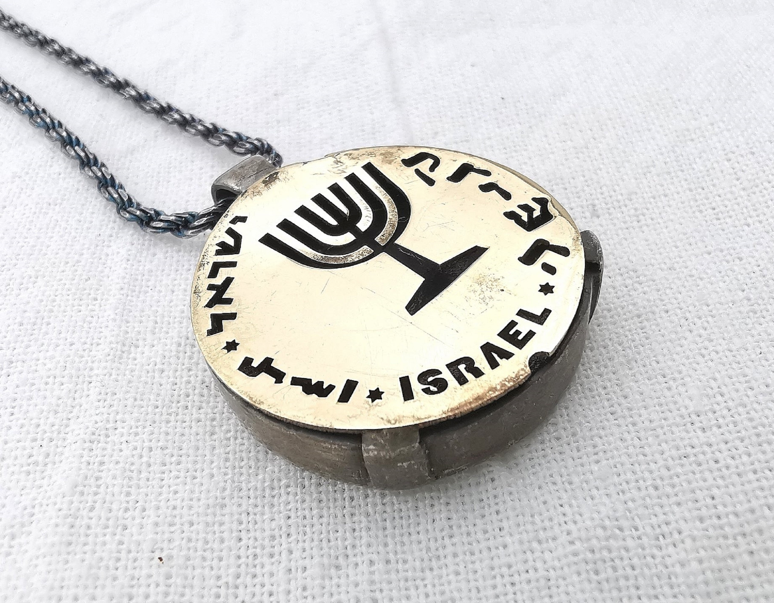 Menorah Pendant Necklace in 14K Gold and Sterling Silver Etsy