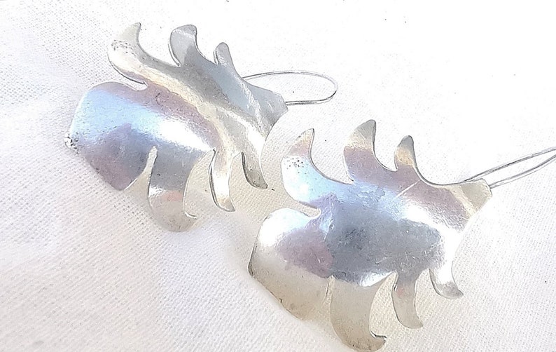 Statement Silver Leaf Dangle Earrings image 3