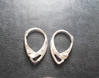 2 paires ( 4) Fermoirs boucles d'oreilles crochet mousqueton en métal argenté