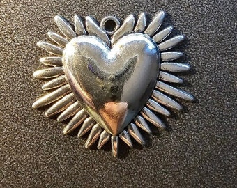 Silver metal Sacred Heart charm