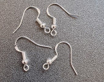 4 Sterling Silver 925 Ball Hook Earring Backs 18mm (2 pairs)