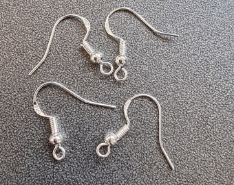 4 Attachments earrings ball hook SILVER 925 18 mm (2 pairs)