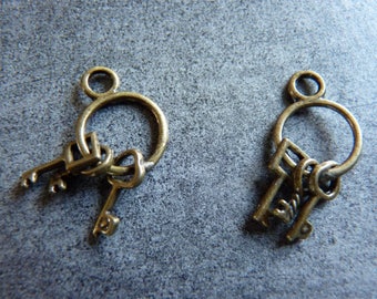 3 "keychain" charms bronze