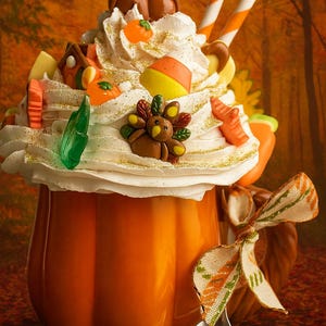 Fall Pumpkin Fake Bake Mug | Pumpkin Coffee Mug Decor | Thanksgiving Tiered Tray Decor | Faux Whipped Mug | Autumn Kitchen Decor | Cozy Fall