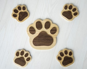 Dog paw coasters & tea pot coaster, solid wood