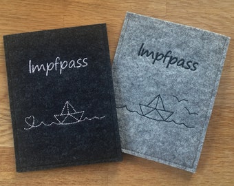 Impfpasshülle aus Wollfilz, maritime Hülle für den Impfpass