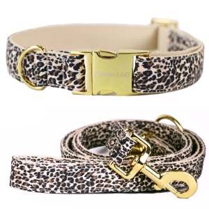 Designer Hundehalsband WILD LIFE Leoparden Muster mit goldfarbenen Metallteilen Bild 3