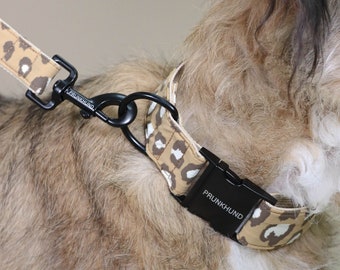 Designer Hundehalsband ROAR - Leoparden Muster - metall