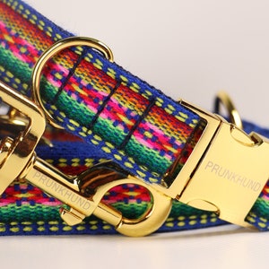 dog collar Ibiza blue - hippie, ethno, boho with matching leash available - finest dog collar