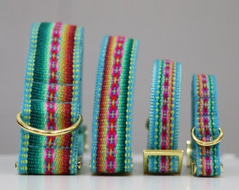 Halsband Ibiza mint - hippie, ethno, boho Halsband - passende Leine erhältlich