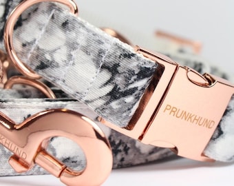 Dog collar MARBLE with rose gold colored hardware - handmade - trend