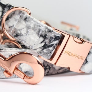 Dog collar MARBLE with rose gold colored hardware handmade trend image 1