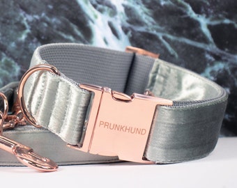 Dog collar MOON SHADOW with rosegold colored hardware - handmade in Germany