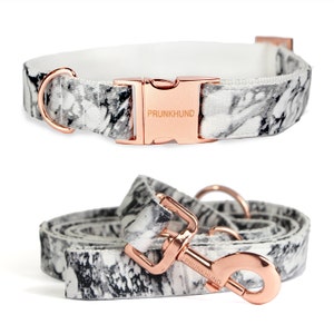 Dog collar MARBLE with rose gold colored hardware handmade trend image 5