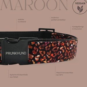 Designer dog collar MAROON - autumn winter collection - vegan dog collar for small to big dogs in 1.5 to 4 cm wide - handmade in Germany