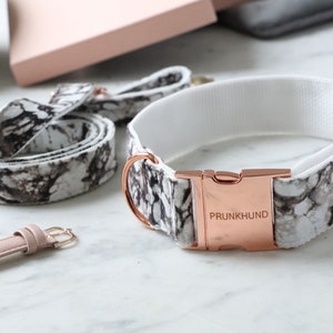 Dog collar MARBLE with rose gold colored hardware handmade trend image 2