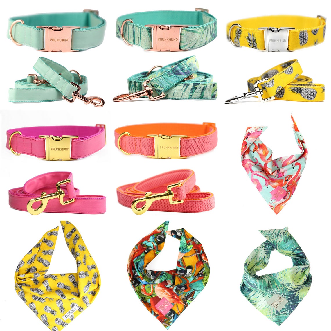 Dog Bandana TROPICAL Colorful Parrots and Flamingos Handmade Etsy