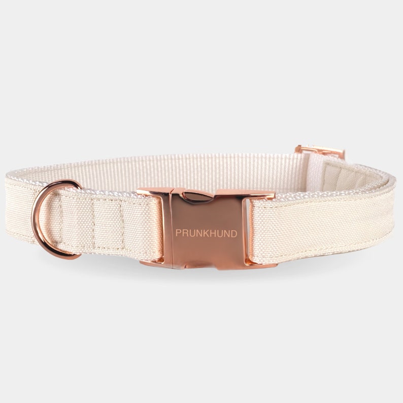 Dog collar COCONUT with rose gold colored hardware handcrafted dog collar in white and rose gold image 2