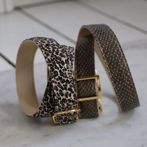 Designer Hundehalsband WILD LIFE Leoparden Muster mit goldfarbenen Metallteilen Bild 8