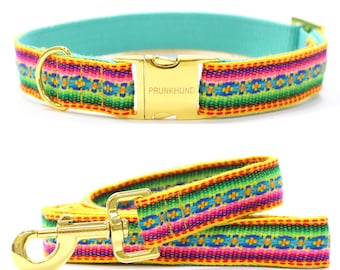 Halsband IBIZA gelb - hippie, ethno, boho HUNDE-Halsband - passende Leine erhältlich