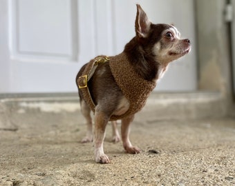 Brown TEDDY Soft Harness for Small and Big Dogs or Puppies Gold