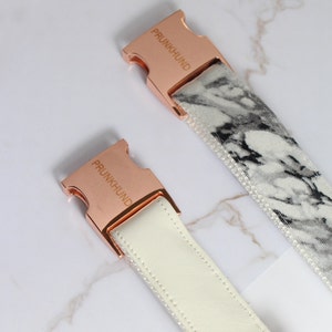 Dog collar COCONUT with rose gold colored hardware handcrafted dog collar in white and rose gold image 6