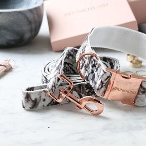 Dog collar MARBLE with rose gold colored hardware handmade trend image 10