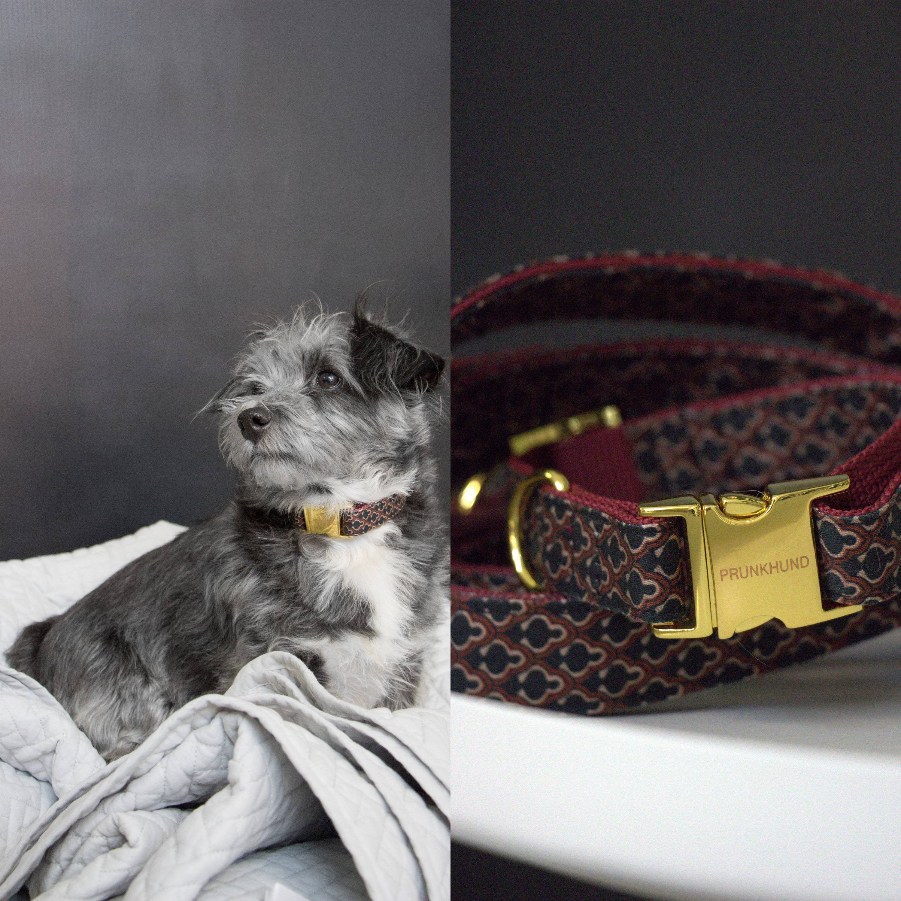 Collier Oxford en Tissu de Motif Rouge Foncé - Fabriqué à La Main Allemagne