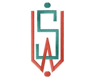 S and W or W and S #2 Two-Letter Monogram Combination  Machine  Embroidery Design in 6 Sizes - for 4" x 4" and 5"х7" hoops
