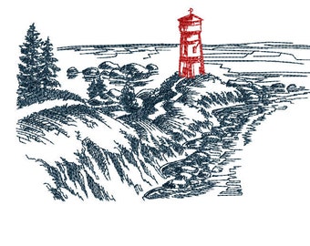 Lighthouse Dream Machine Embroidery Design  in 3 sizes for 5"x7" and 6"x8"hoops