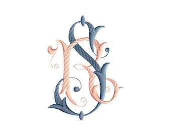 R and S 5 Two-Letter Monogram Machine  Embroidery Design in 5 Sizes - for 4" x 4", 5" x 7" hoops