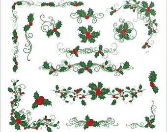 ABC Embroidery Designs 22 Mistletoe Carnival Holly Berries Designs  for 5"x7" hoop,  D2136
