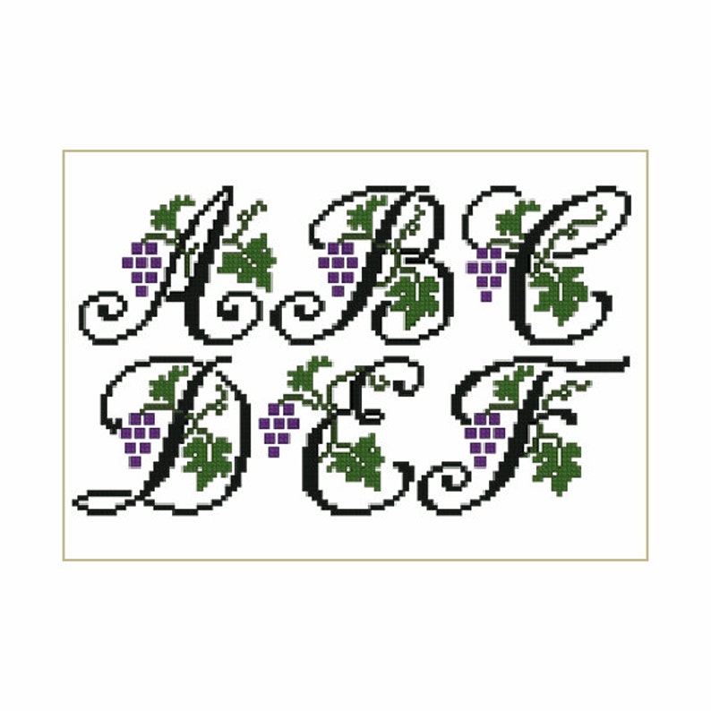 Raisins petit Alphabet point de croix motifs de broderie - Etsy France