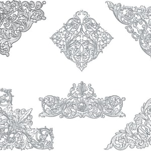 Whitework Borders-N-Corners 6 Machine Embroidery Designs for 5"x7" hoop  D2270