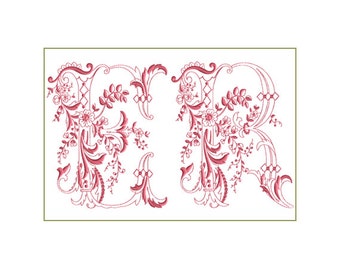 Enlaced Romance Initials 26 Machine Embroidery Letters in 3 Sizes for 5"x7" hoop F2204