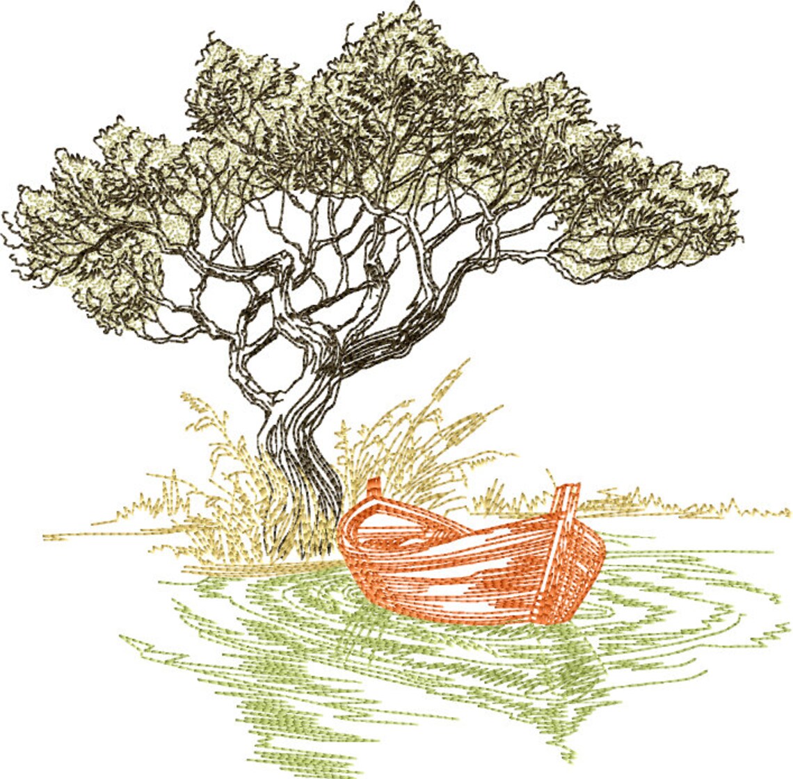 Bayou Machine Embroidery Design in 3 Sizes for 5