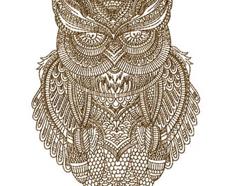 Wise Owl Machine Embroidery Design in Three Sizes - 5x7 and 6x10 -inch hoop, CD-125