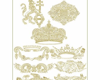 ABC Embroidery 9 Designs Heraldic Gold for 6"x10" hoop,  D2120