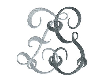 G and Z #1 Two-Letter Monogram Machine  Embroidery Design in 5 Sizes - for 4" x 4",  5" x 7" and 6" x 7" hoops