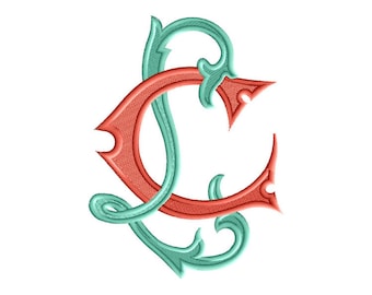L and C #4 Two-Letter Monogram Combination  Machine  Embroidery Design in 5 Sizes - for 4" x 4", 5"x 7" and 6"x8"  hoops