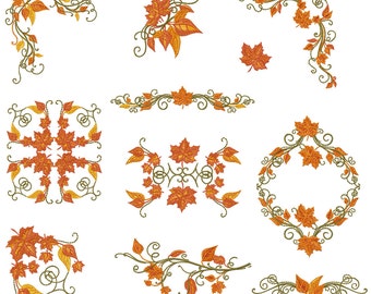 Fall Motifs 11 Machine Embroidery Designs for 5"x7" hoop  D2137