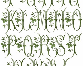 Shamrock Font Machine Embroidery Designs for 4"x4" hoop  F2149 26 Designs - all Capitals